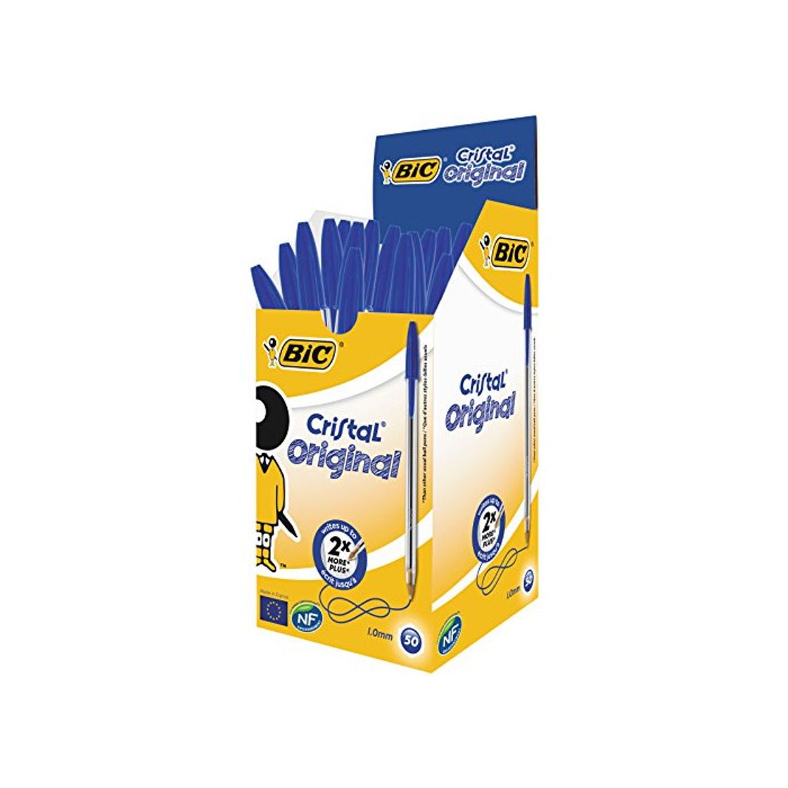 Social BIC Cristal Original - Caja de 50 unidades, bolígrafos punta media