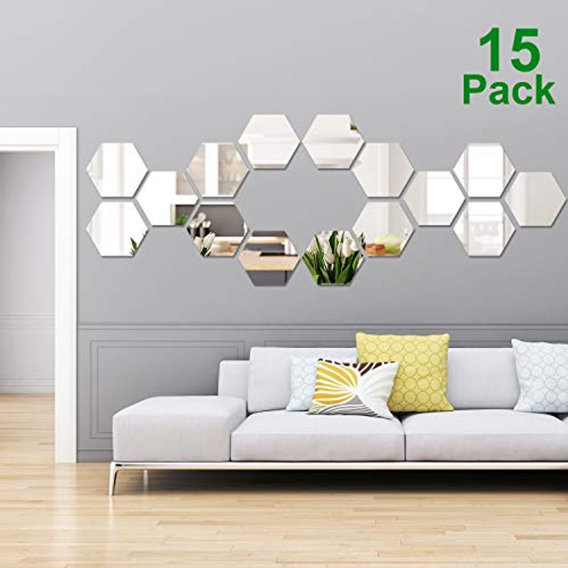 Lugar 15 Piezas de Espejo de Acrílico Desmontable Pegatina de Pared Adornos Decoración