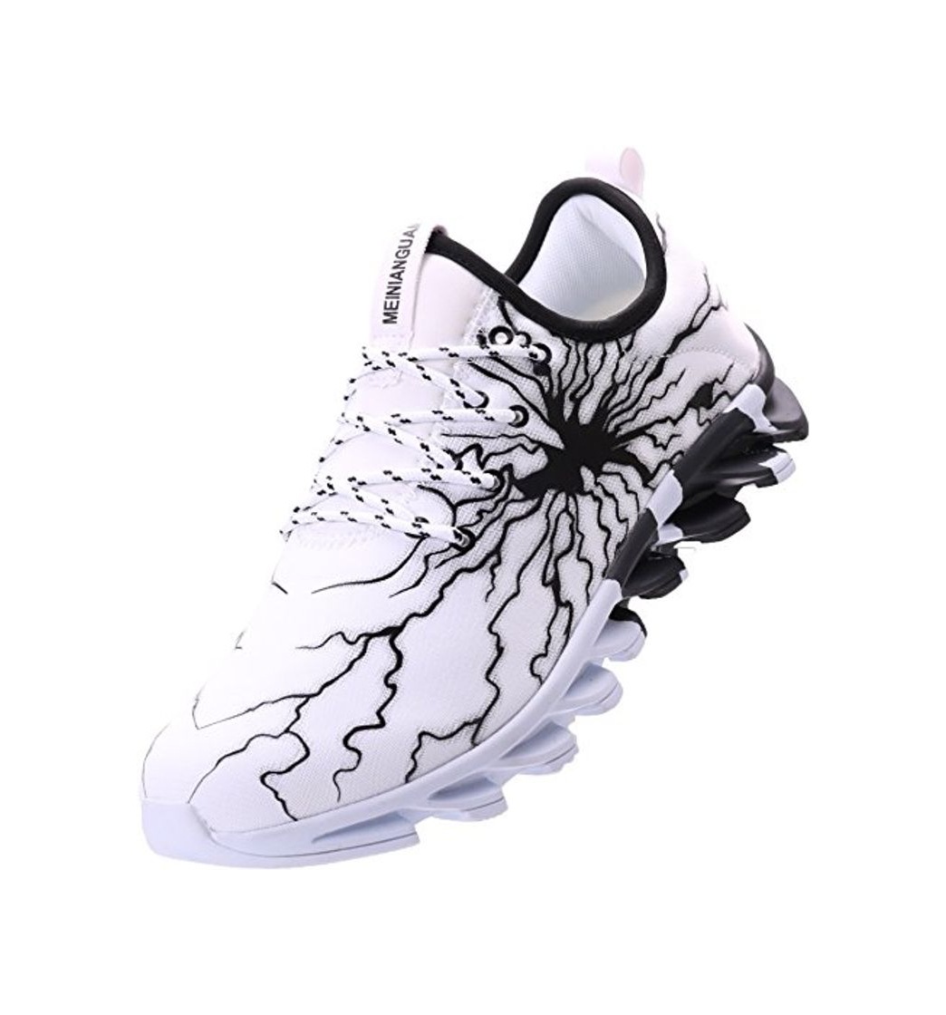 BRONAX Zapatos para Correr en Montaña y Asfalto Aire Libre y Deportes Zapatillas de Running Padel para Hombre Blanco Negro 44