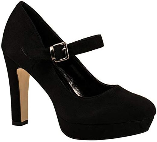 Elara Zapatos de Tacón con Correa Mujer Chunkyrayan Negro E22317