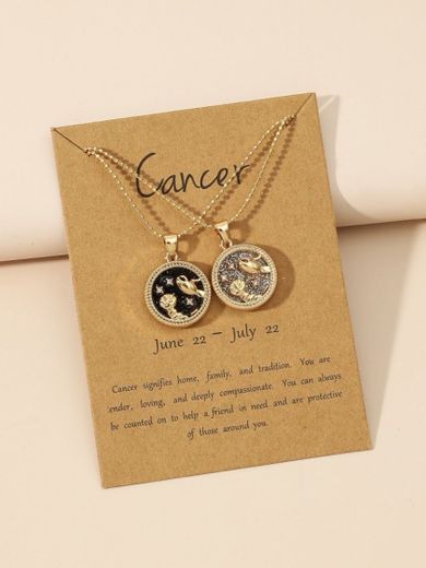 2 colar de pendente com design de constelação cancer 