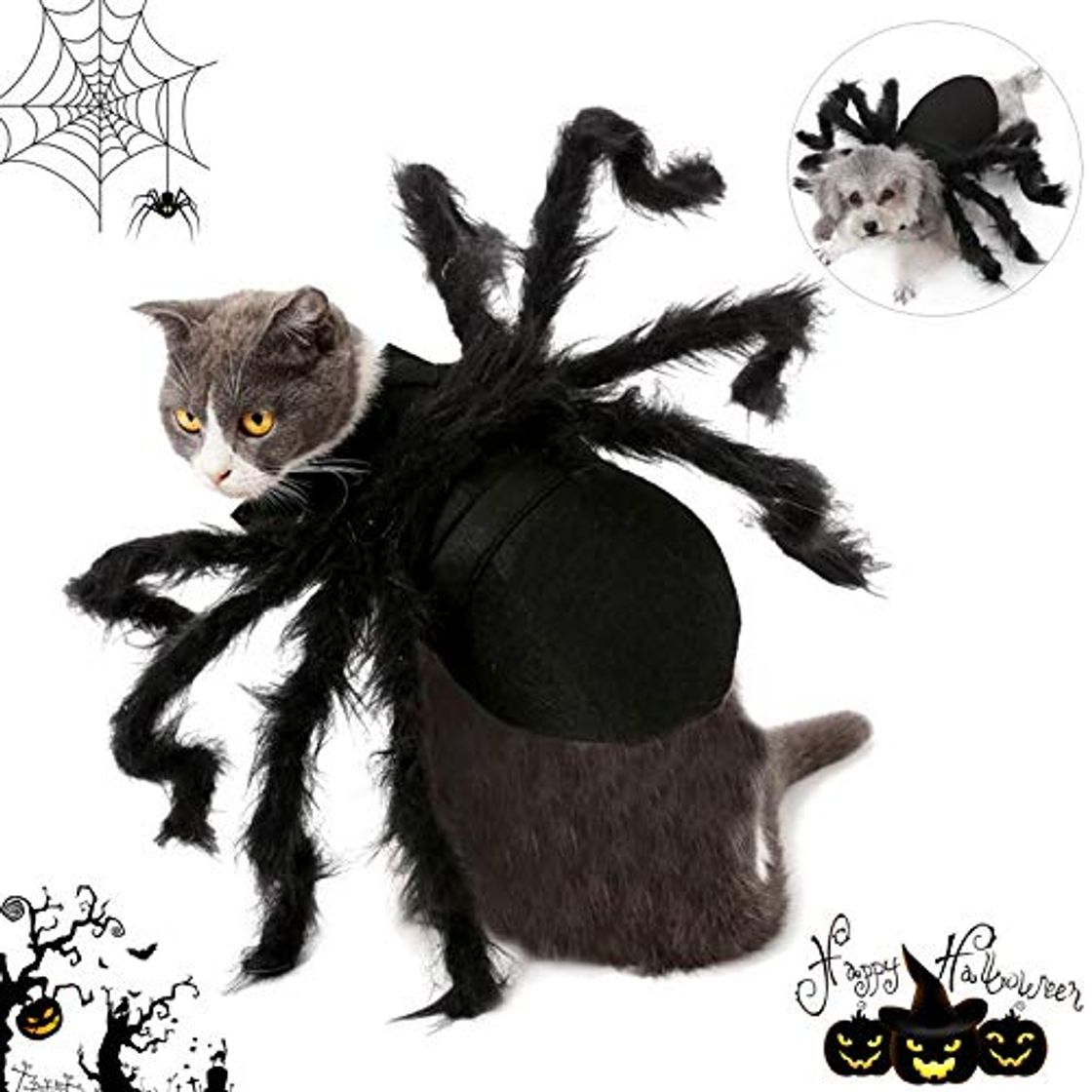 Producto TaimeiMao Halloween Disfraz para Gatos Perros,Disfraz de araña para Halloween,Disfraz de araña