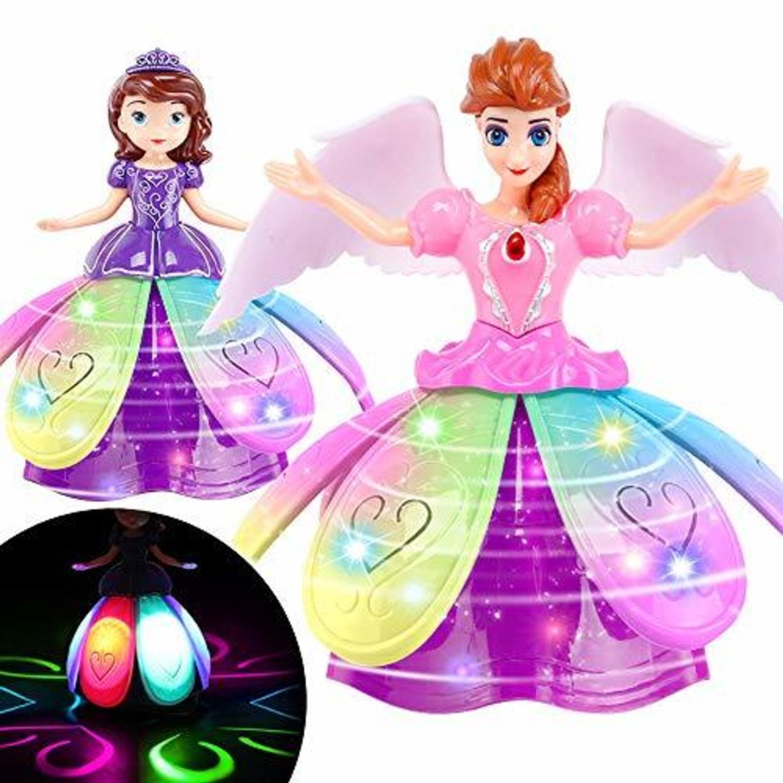 LONG-B Juguetes De Muñecas Princesas Baile Eléctrico Elsa Muñeca Anna con Alas