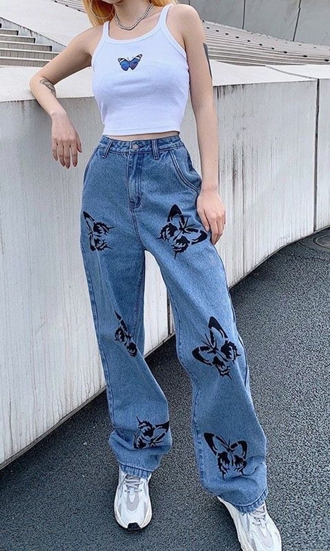 Fashion Denim pants with butterflies 