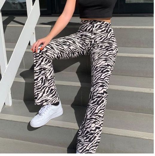 Puffie Zebra Print Flared Pants