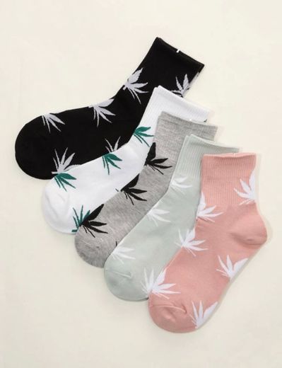 5pairs Leaf Pattern Ankle Socks 🌚