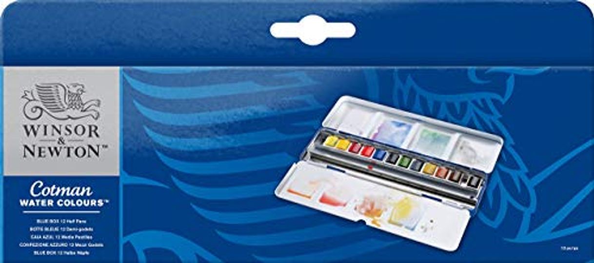 Products Windsor & Newton cot Man Watercolor Half Pan Set 12 Color Blue