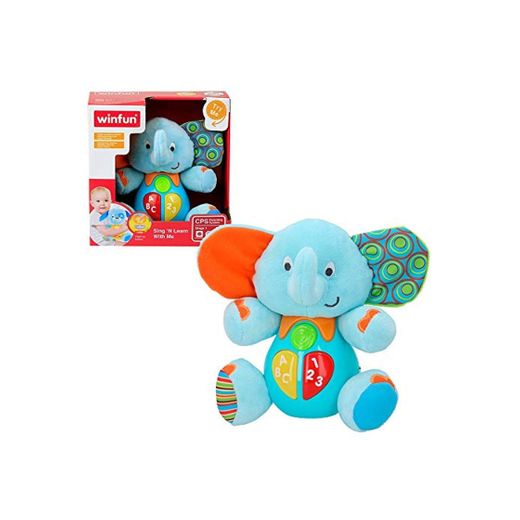 winfun - Peluche Elefante para bebés que habla y luces de colores,