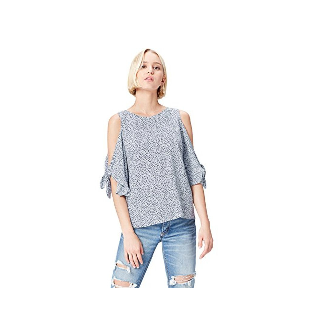 Producto find. Ditsy Cold Shoulder Blusa para Mujer, Azul