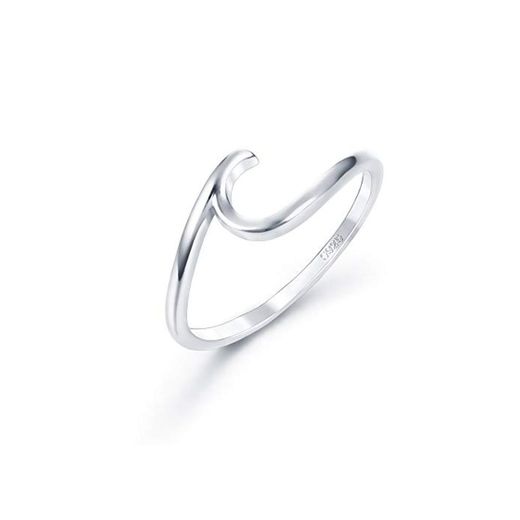 sailimue 925 Plata Esterlina Anillos para Mujeres Niñas Anillo Ola Anillos Moda