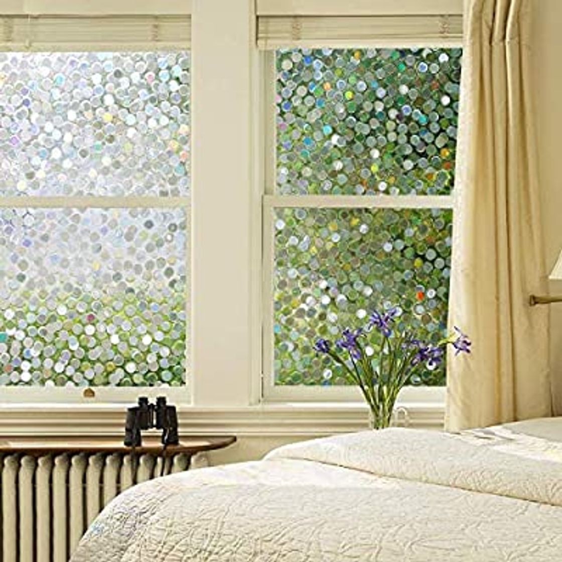 Product rabbitgoo Ventana Película Estática Cling Film Privacidad Ventana Reutilizable Decorativo Película para Ventana Multicolor Círculos Parttern para Hogar Cocina Oficina 90x200CM