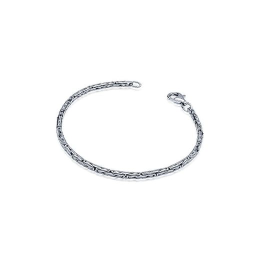 (17.0 Centimetres) - Materia Ladies' Bracelet Rhodium-Plated 925 Silver Byzantine Chain 2.5