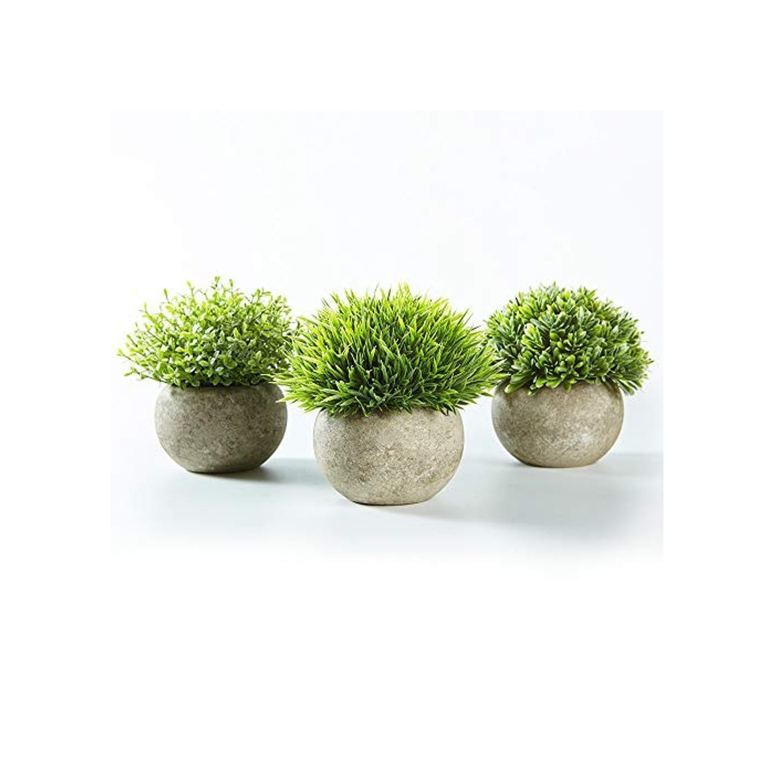 Social Jobary Set de 3 Plantas Artificiales con Césped Verde en Macetas Grises