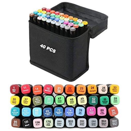 40 color Marcador Arte Marker Pen Set Dibujo Rotuladores permanentes