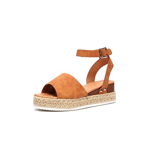 Sandalias Mujer Plataformas Alpargatas Cuña Verano Hebilla Zapatos Playa Punta Abierta Tacon