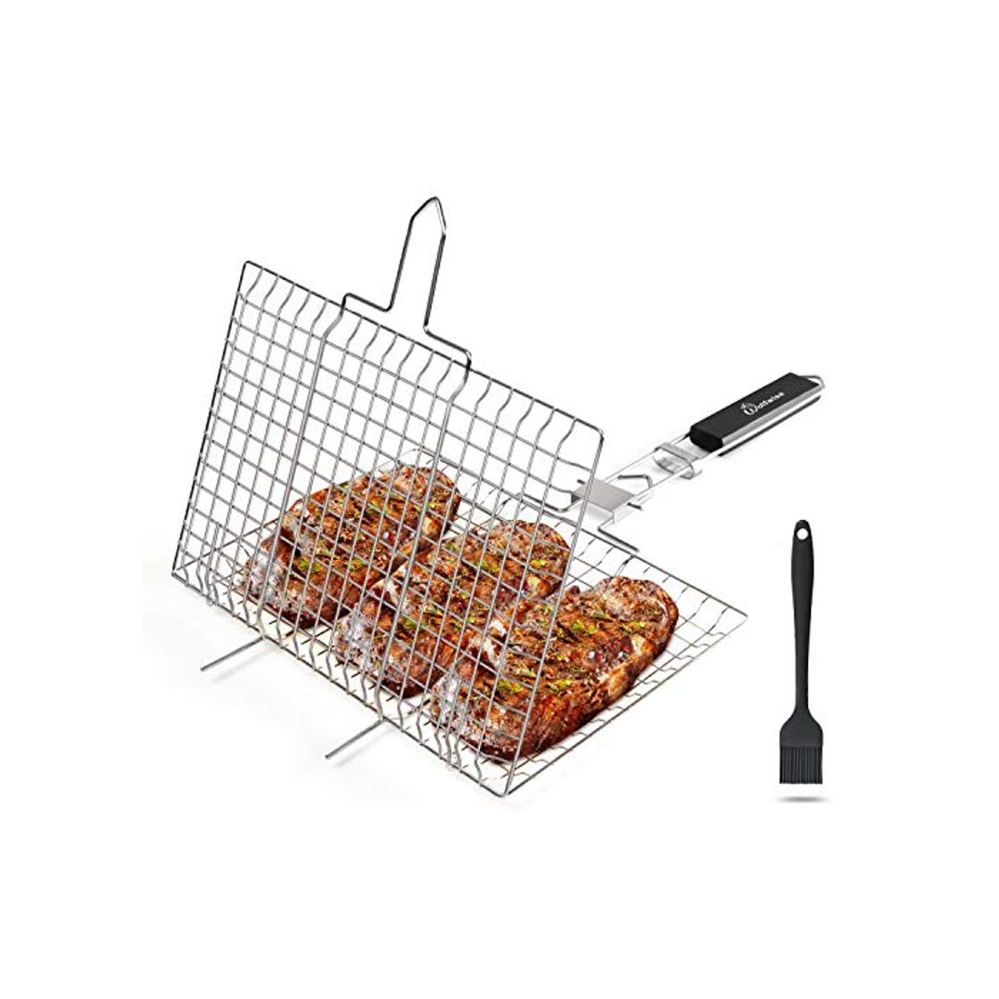 Productos WolfWise Barbacoa Parrilla Portátil Plegable Acero Inoxidable Cesto Pescado Parrilla