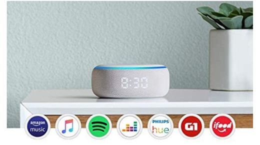 Echo Dot com relógio: Smart Speaker com Alexa - Cor Branca