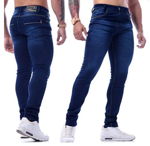 Calças Jeans Slim Com Lycra Azul Escuro Originais - Zaretã
