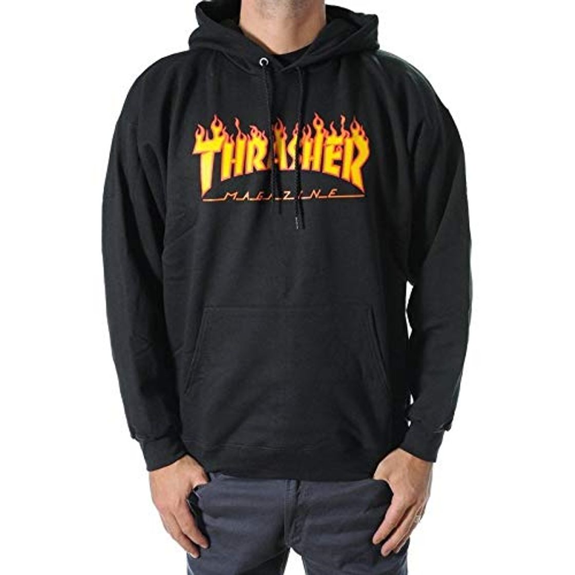 Social Sudadera negra con capucha Thrasher Flame negro L