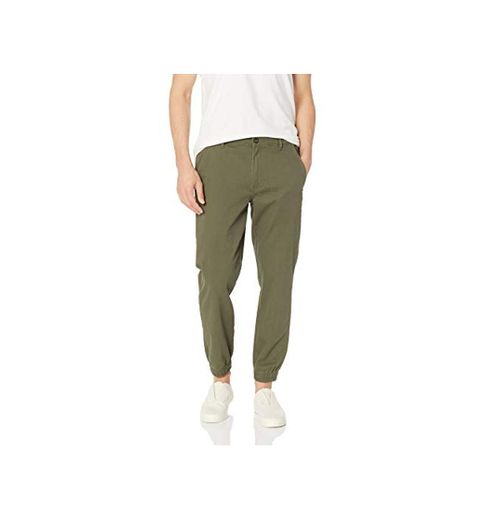 Amazon Essentials - Pantalones deportivos ajustados para hombre, Verde oliva, US L