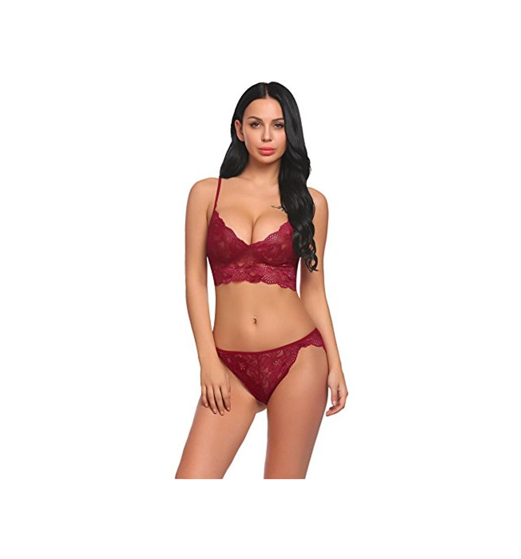 Fashion UMIPUBO Mujer Ropa de Dormir Conjunto Sexy Transparente Lingerie Escotado por Detrás