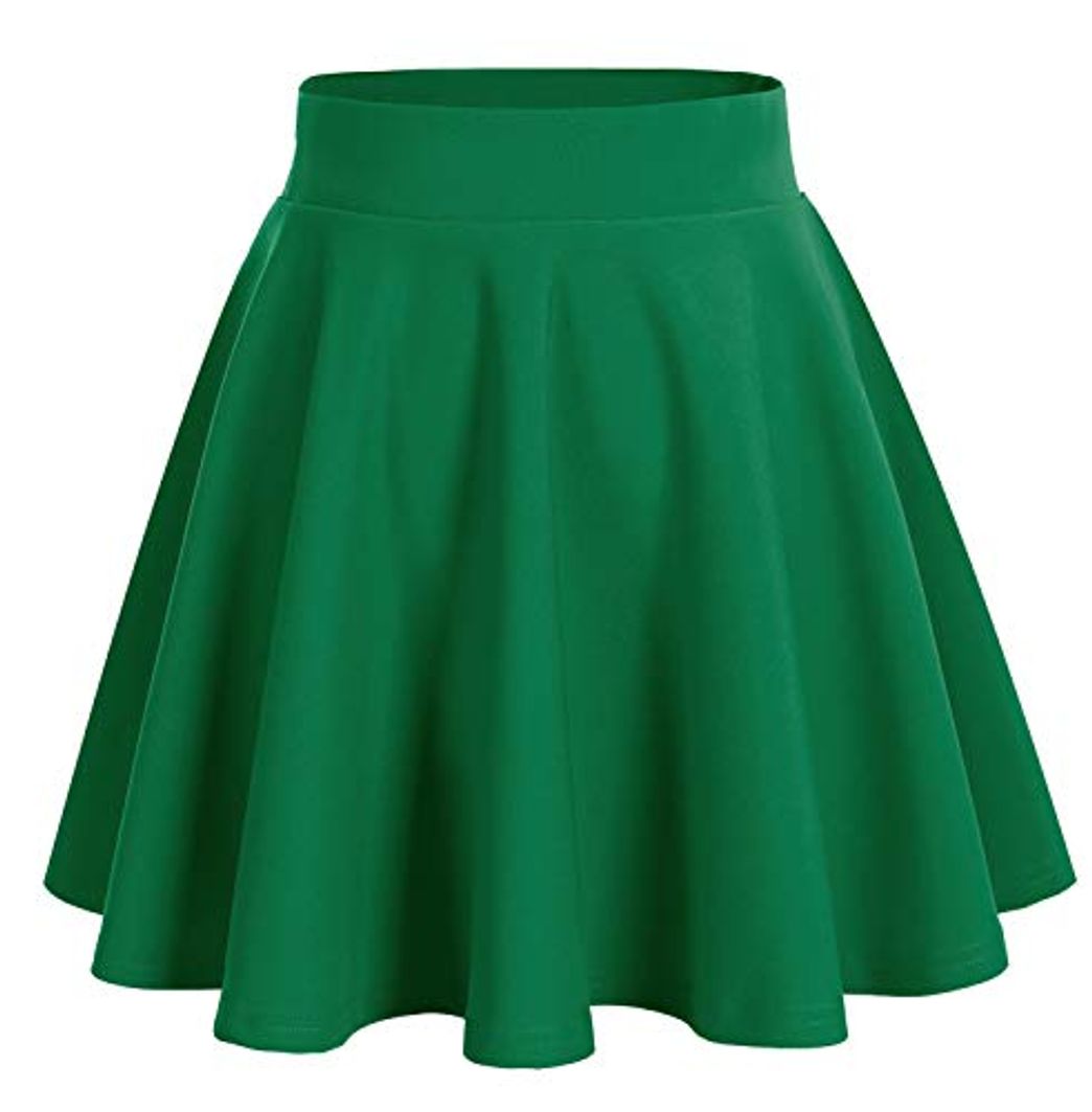 Moda DRESSTELLS Falda Mujer Mini Corto Elástica Plisada Básica Multifuncional Green M