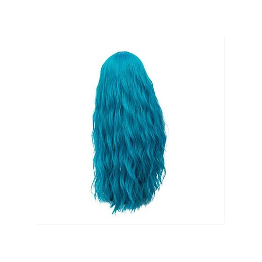 YCHBUBBLE Colorido pelo largo y rizado Sin flequillo Peluca de fibra sintética transpirable natural de alta temperatura Cosplay Juego de rol Vestido de fiesta   azul claro