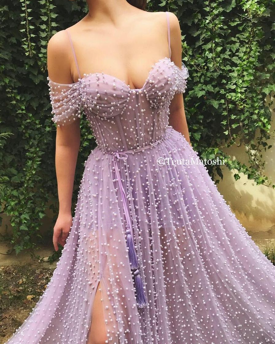 Fashion Dreamy Purple Beads Gown – Teuta Matoshi