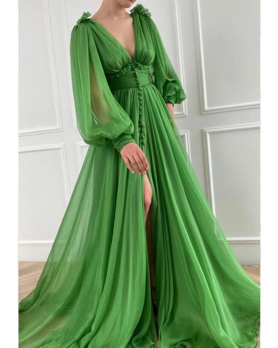 Fashion 
Draped Kelly Green Gown - Teuta Matoshi