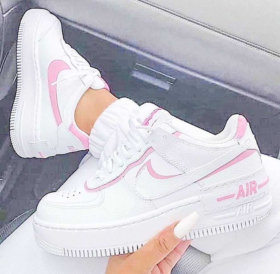 Moda Nike Air branco e rosa 💝