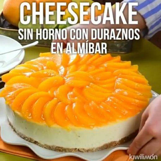  [ Cheesecake sin Horno con Duraznos en Almíbar 🍰  ]