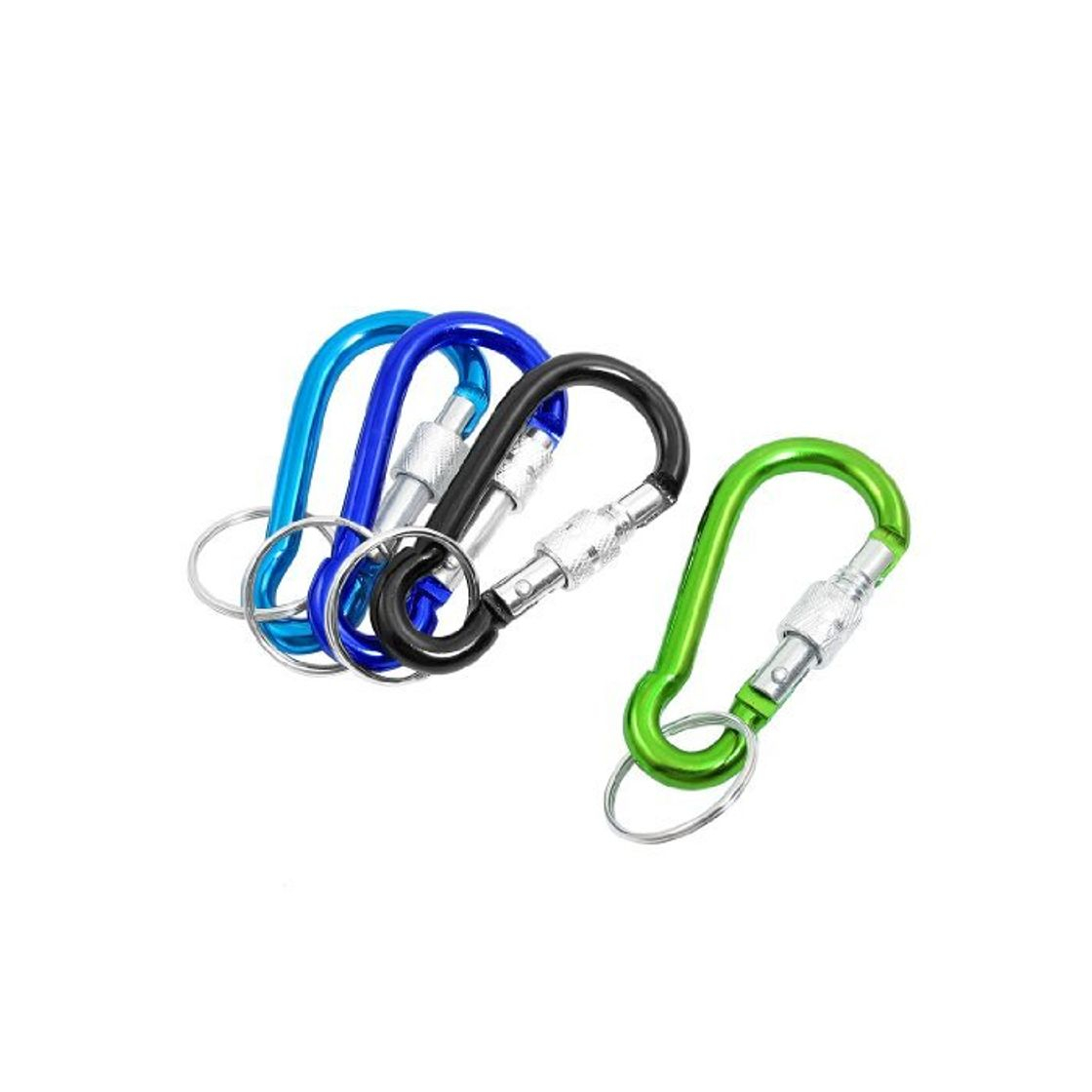 Colorido liga de alumínio Lockable Primavera mosquetão chaveiro gancho 4 Pcs