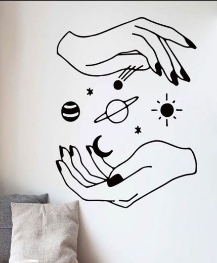Hand & Star Print Wall Sticker | SHEIN USA
