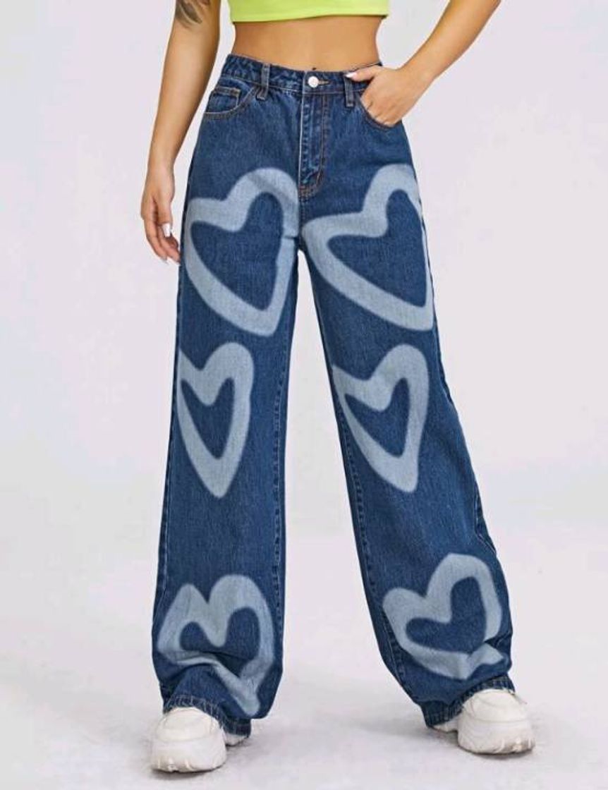 Moda Calça jeans coração indie kid