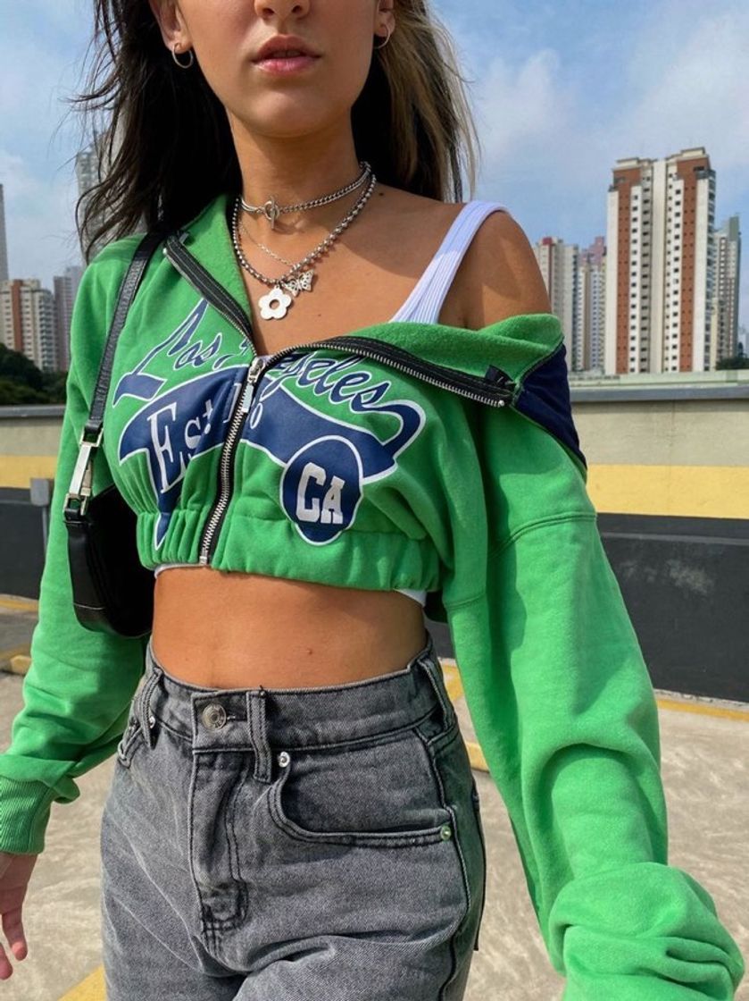 Moda cropped hoddie green 💚