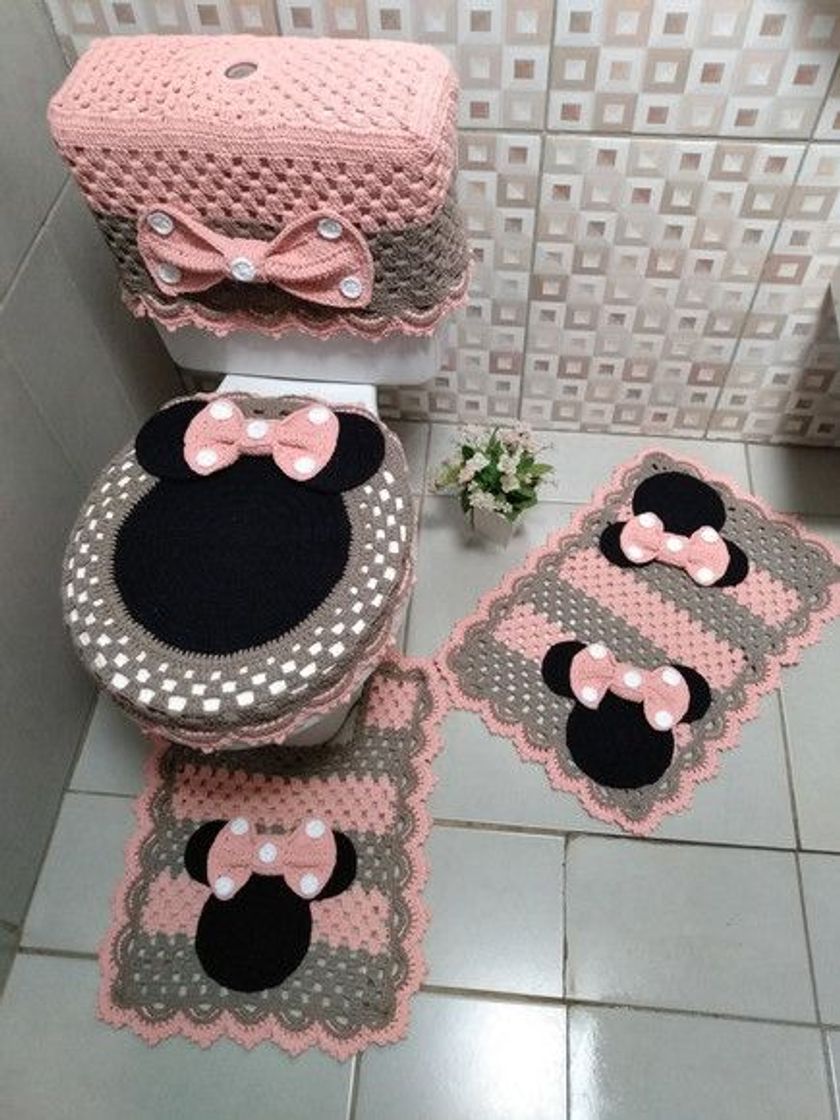 Fashion Tapete Croche Minnie e Mickey Banheiro