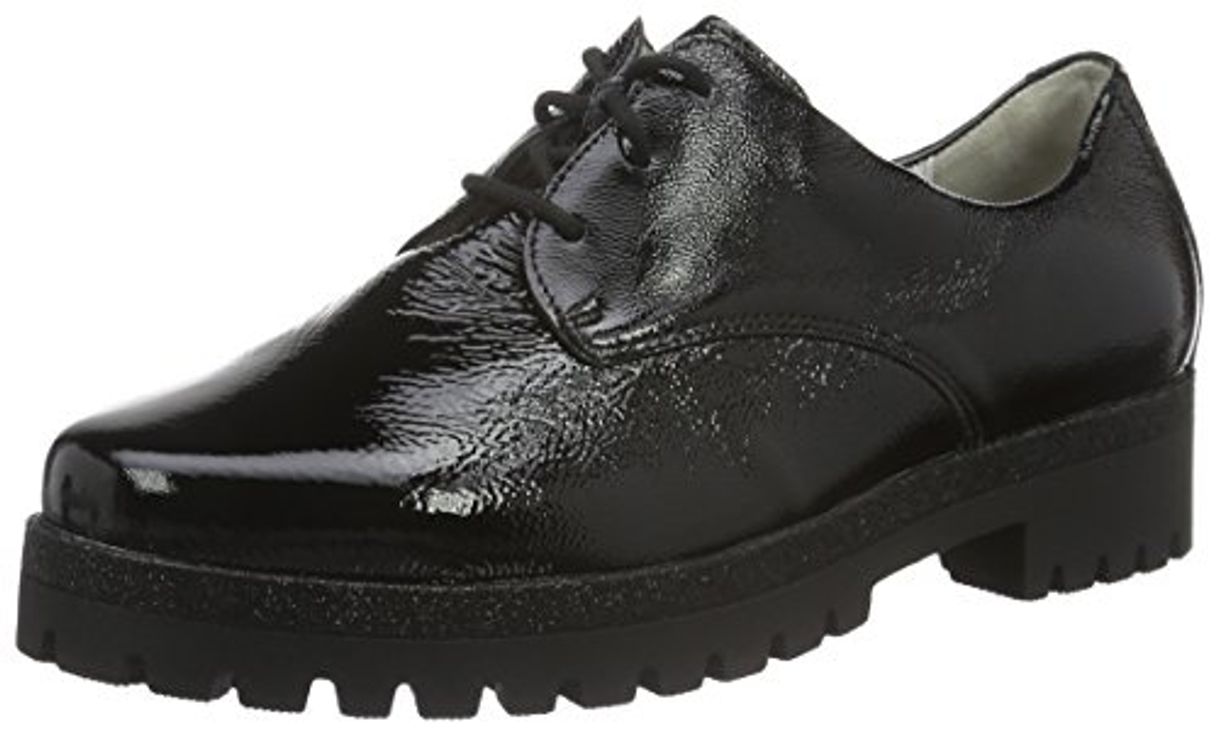 Moda Waldläufer Hanako, Zapatos de Cordones Derby para Mujer, Negro