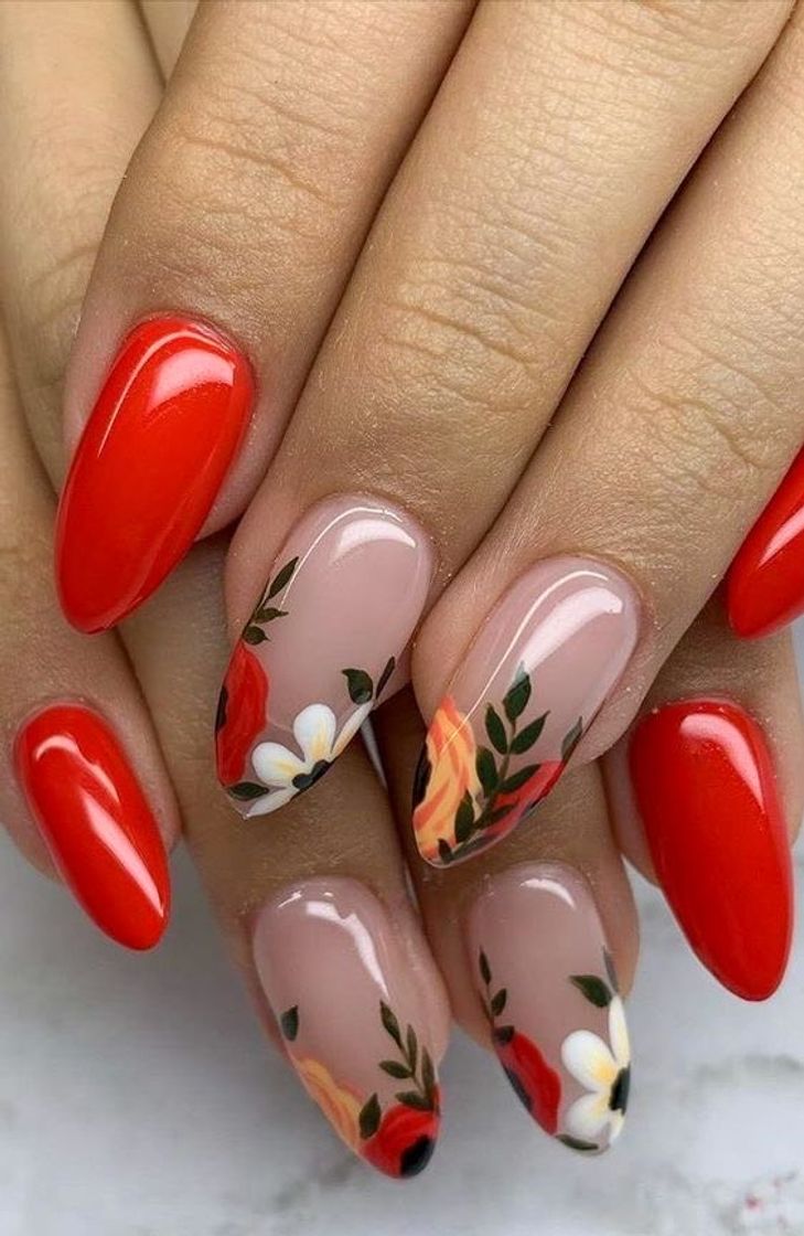 Moda Unhas delicada floral