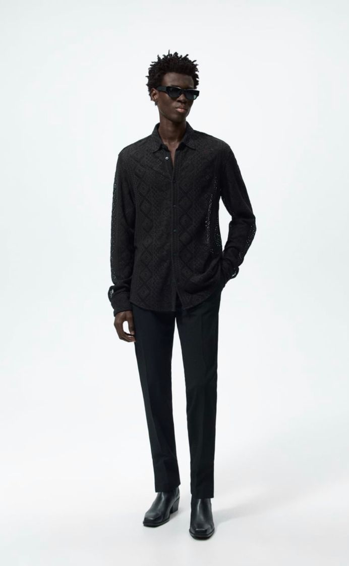 Moda Camisa negra crochet 