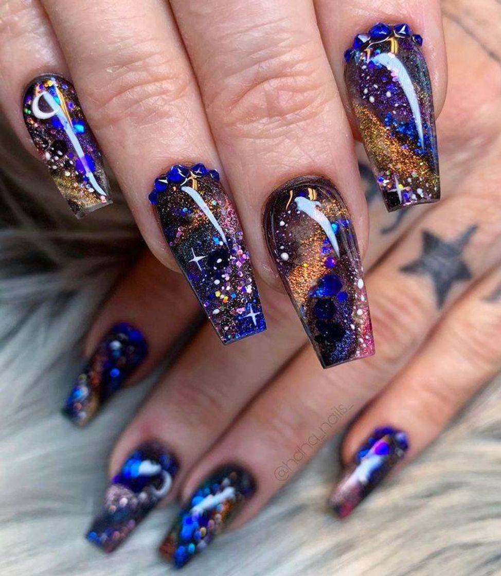 Fashion Galaxy Coffin Nails💞