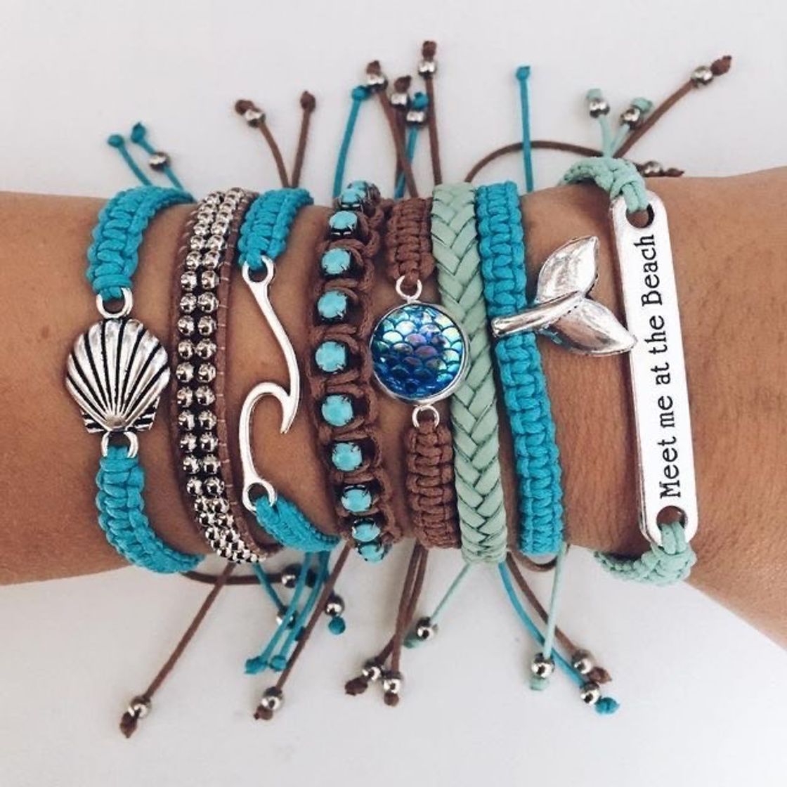 Moda Conjunto de pulseiras verde água 