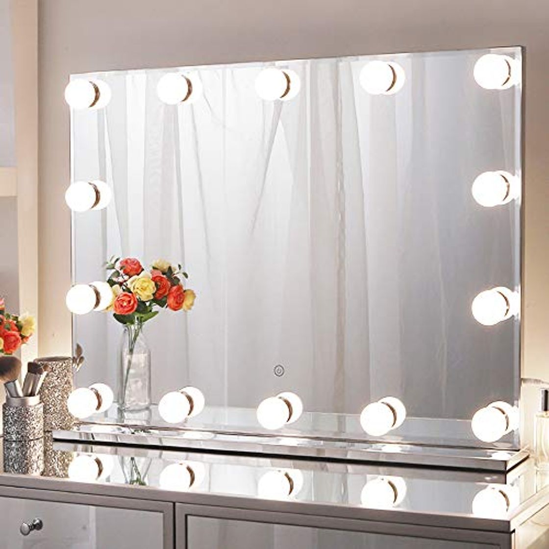 Social Chende Hollywood Espejo con luz, espejo de maquillaje con iluminación, tamaño grande