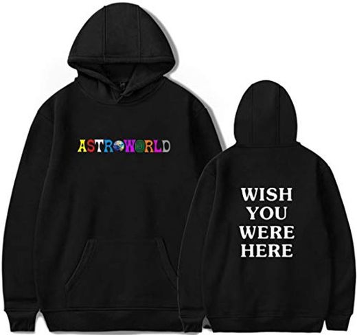 PANOZON Sudadera Hombre Travis Scott Astroworld Impresión de Logo Hoodie Chaqueta con