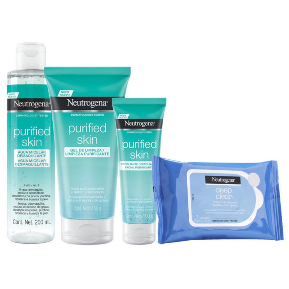 Moda Kit Neutrogena Rotina Completa Limpeza Purif Skin+Deep Clean