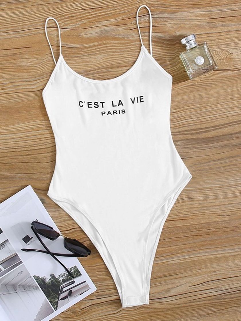 Fashion Slogan Graphic Slip Bodysuit | SHEIN USA