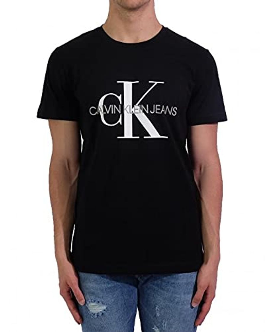 Fashion Calvin Klein Iconic Monogram SS Slim tee Camiseta, Negro