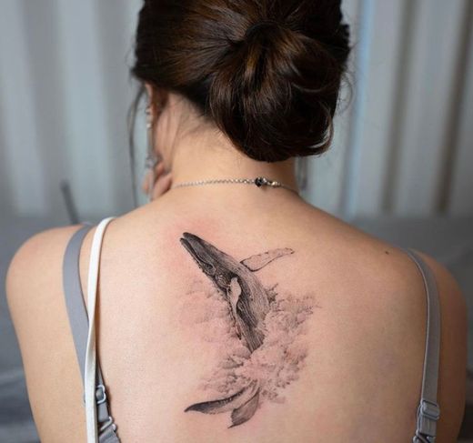 tattoo "Whale flying through clouds ☁️🐋"