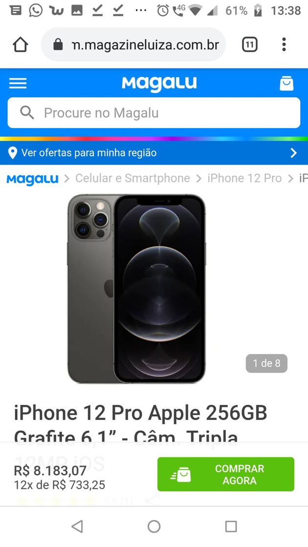 Moda iPhone 12 Pro Apple 256GB Grafite 6,1” - Câm. Tripla 12MP iOS ...