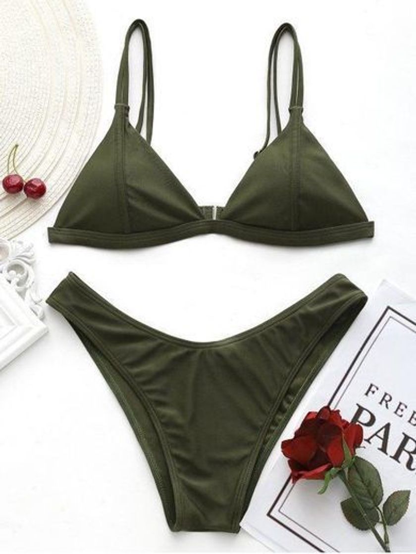 Social ZAFUL Mujer Sólido Tanga Corte Alto Bikini Conjuntos