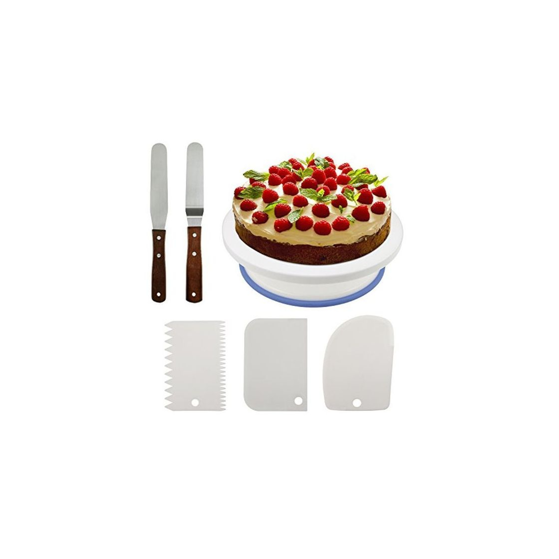 Home Philonext 10.8 '' Plato Giratorio para Tartas, 3Pcs Peines de repostería para